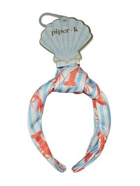 Piper K NWT Lobster Print Knotted Headband – Coastal Nautical Summer Hair Access